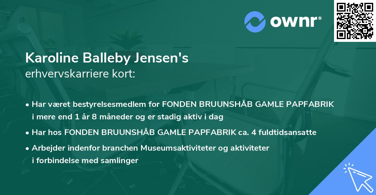 Karoline Balleby Jensen's erhvervskarriere kort