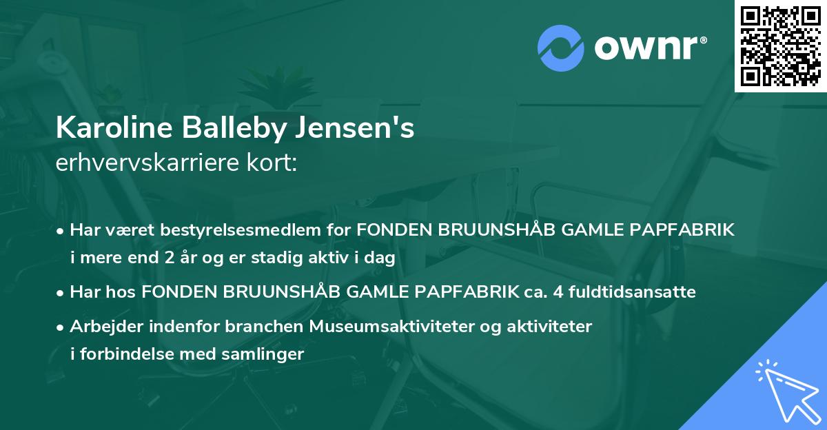 Karoline Balleby Jensen's erhvervskarriere kort