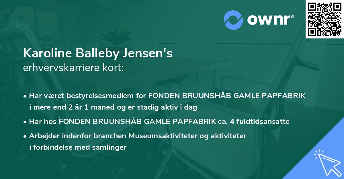 Karoline Balleby Jensen's erhvervskarriere kort