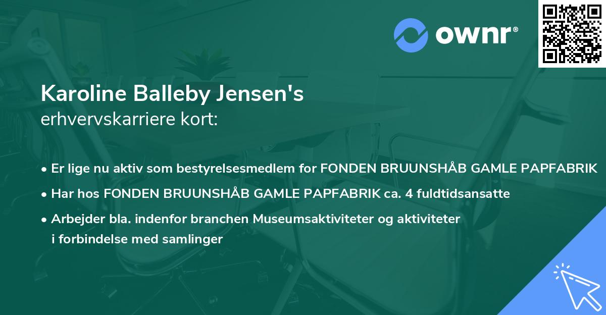 Karoline Balleby Jensen's erhvervskarriere kort