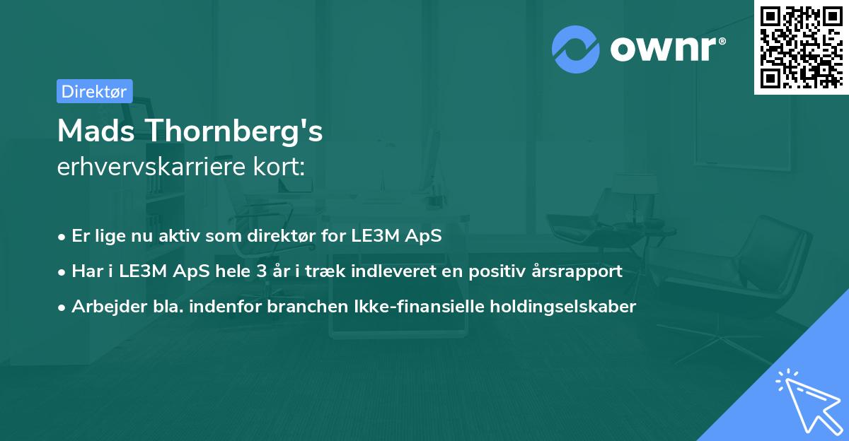 Mads Thornberg's erhvervskarriere kort
