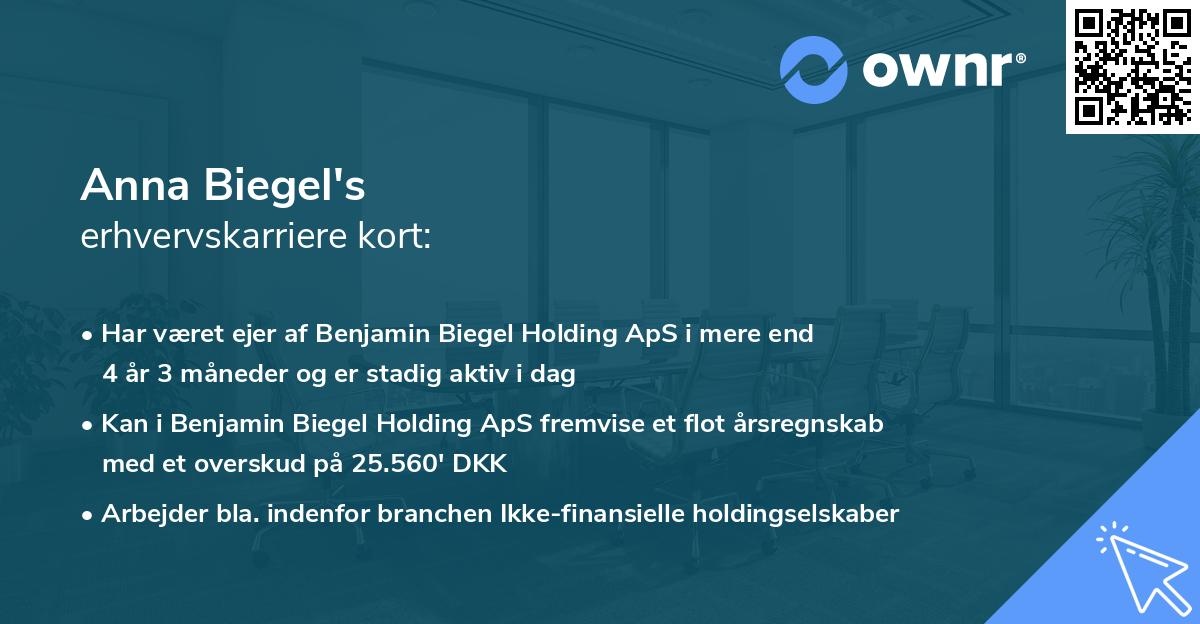 Anna Biegel's erhvervskarriere kort