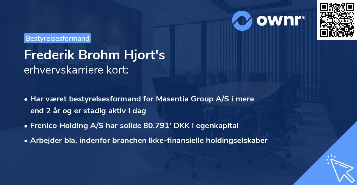 Frederik Brohm Hjort's erhvervskarriere kort