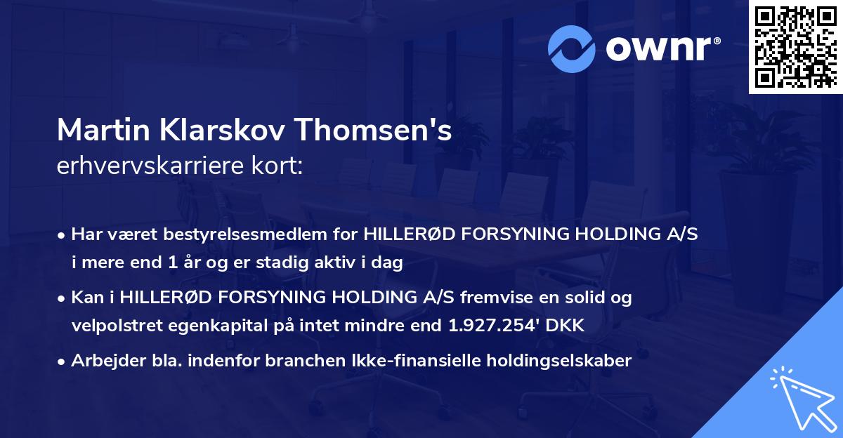 Martin Klarskov Thomsen's erhvervskarriere kort