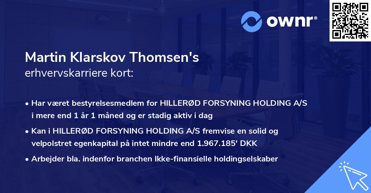 Martin Klarskov Thomsen's erhvervskarriere kort