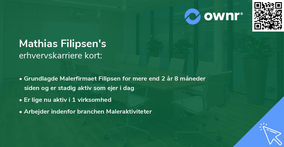 Mathias Filipsen's erhvervskarriere kort