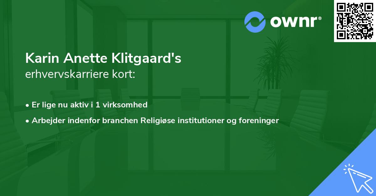 Karin Anette Klitgaard's erhvervskarriere kort