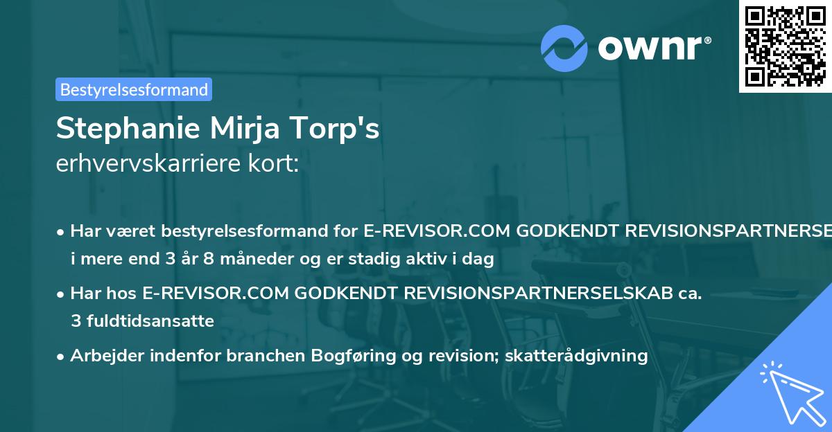Stephanie Mirja Torp's erhvervskarriere kort