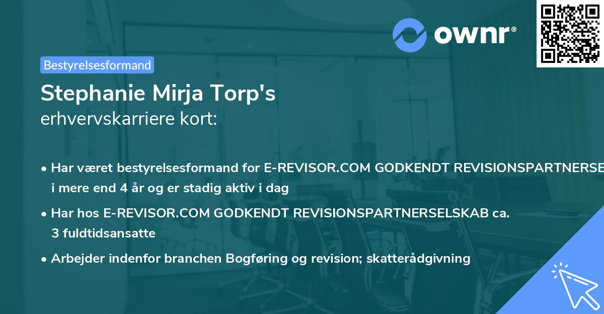 Stephanie Mirja Torp's erhvervskarriere kort