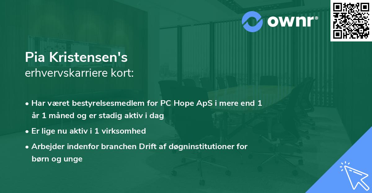 Pia Kristensen's erhvervskarriere kort
