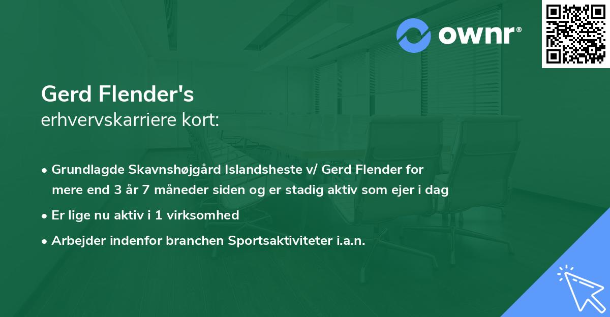 Gerd Flender's erhvervskarriere kort