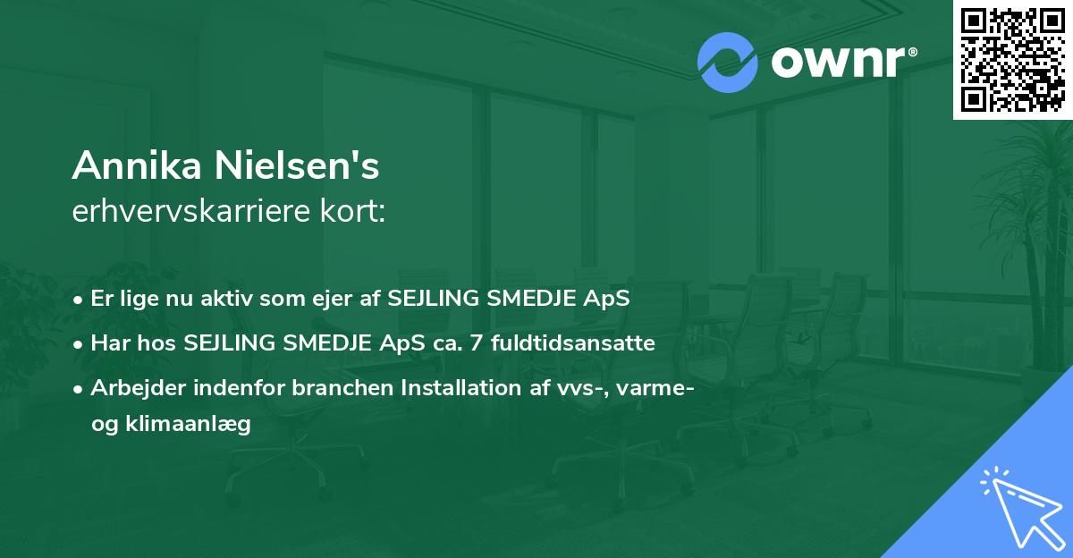 Annika Nielsen's erhvervskarriere kort