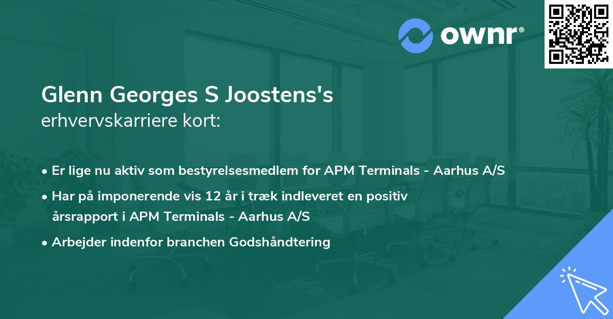 Glenn Georges S Joostens's erhvervskarriere kort