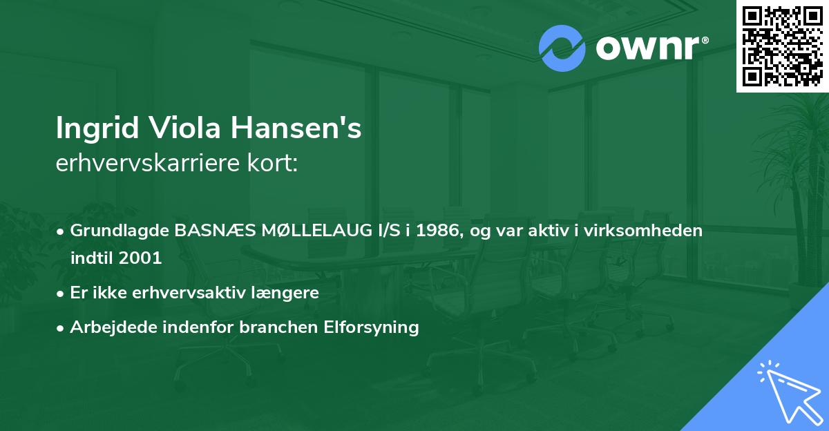 Ingrid Viola Hansen's erhvervskarriere kort