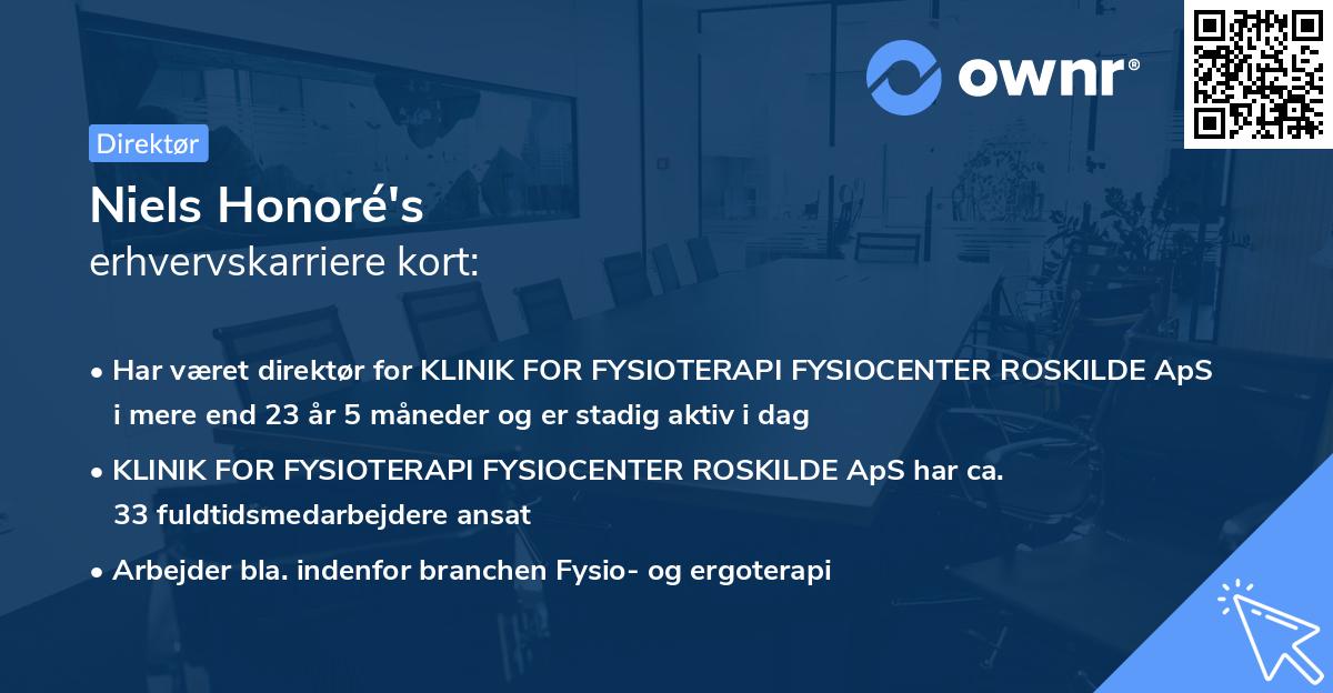 Niels Honoré's erhvervskarriere kort