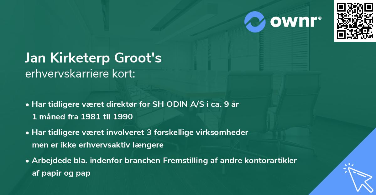 Jan Kirketerp Groot's erhvervskarriere kort