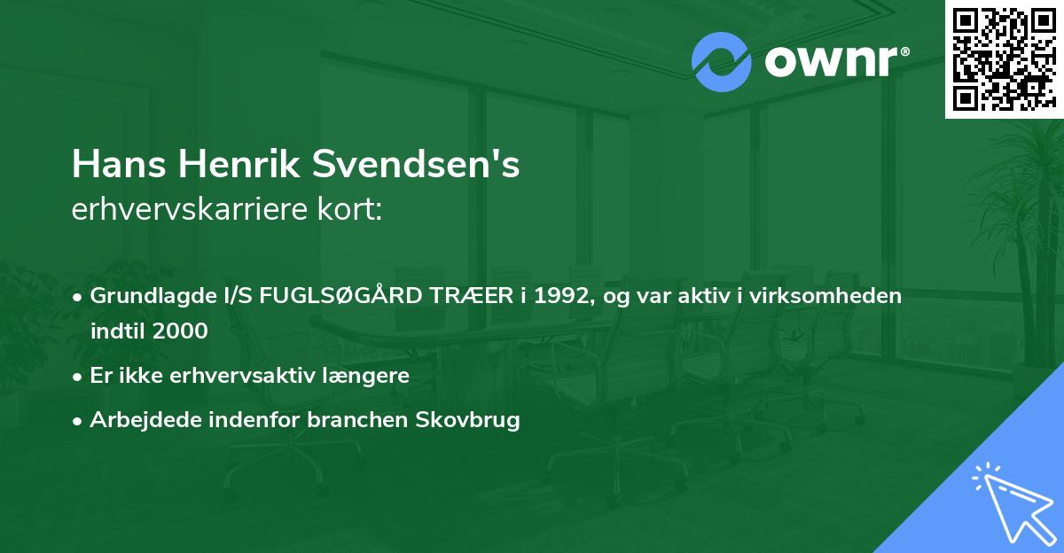 Hans Henrik Svendsen's erhvervskarriere kort