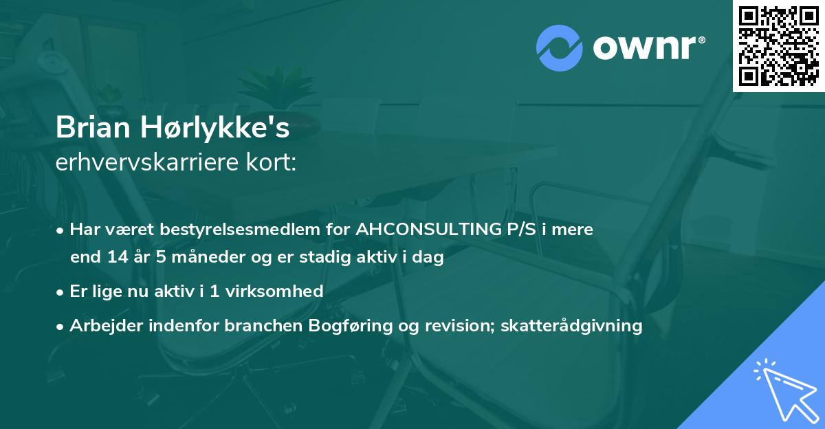 Brian Hørlykke's erhvervskarriere kort