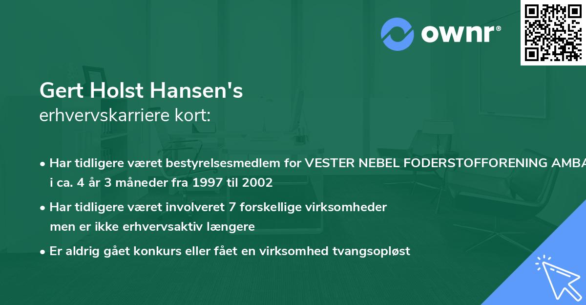 Gert Holst Hansen's erhvervskarriere kort