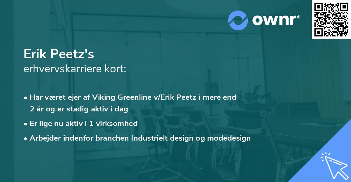 Erik Peetz's erhvervskarriere kort