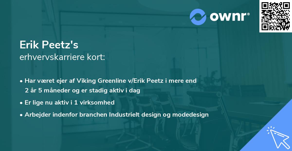 Erik Peetz's erhvervskarriere kort