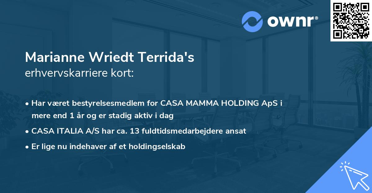 Marianne Wriedt Terrida's erhvervskarriere kort