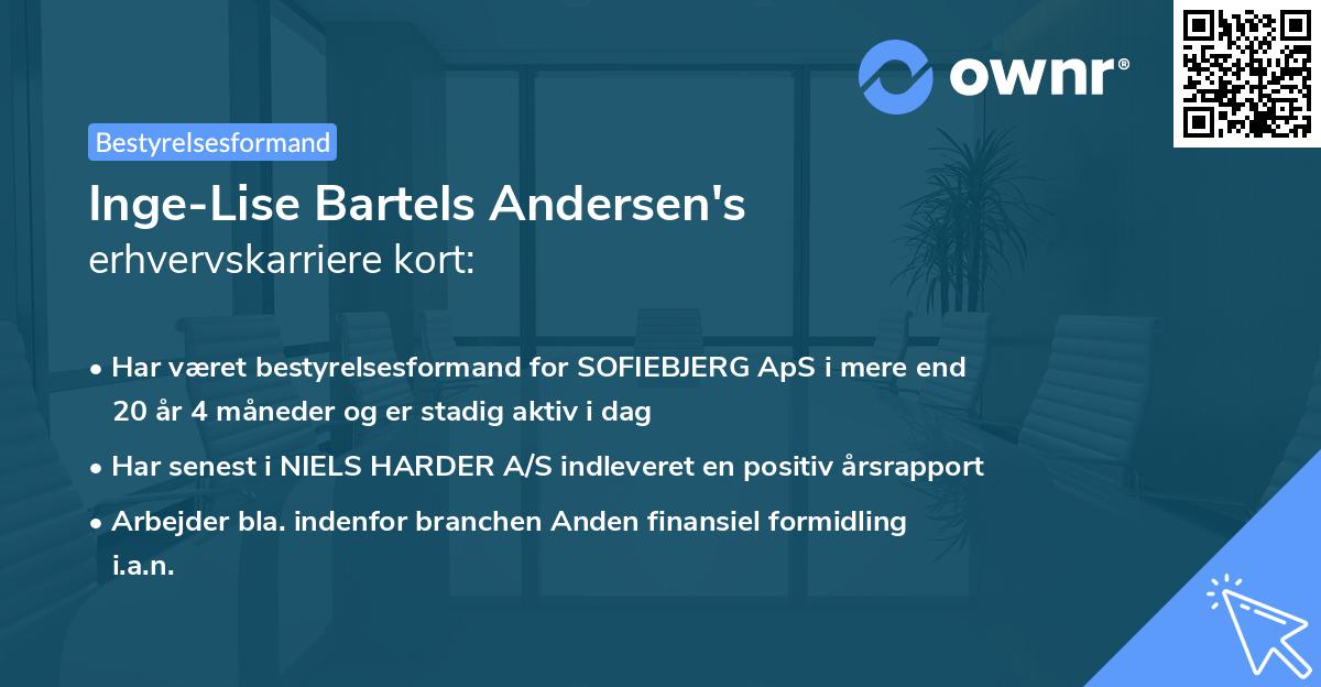 Inge-Lise Bartels Andersen's erhvervskarriere kort