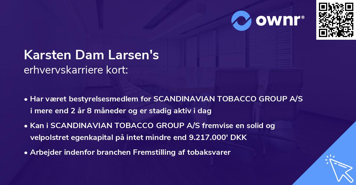 Karsten Dam Larsen's erhvervskarriere kort