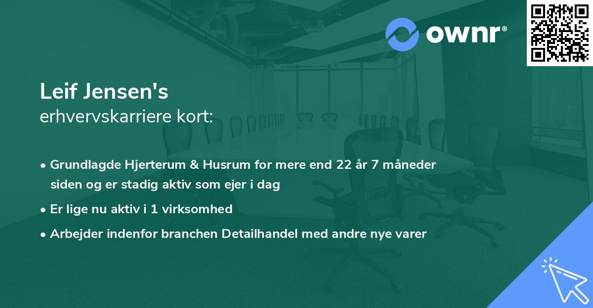 Leif Jensen's erhvervskarriere kort