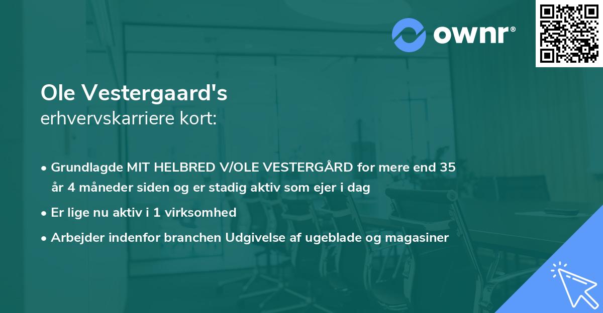 Ole Vestergaard's erhvervskarriere kort