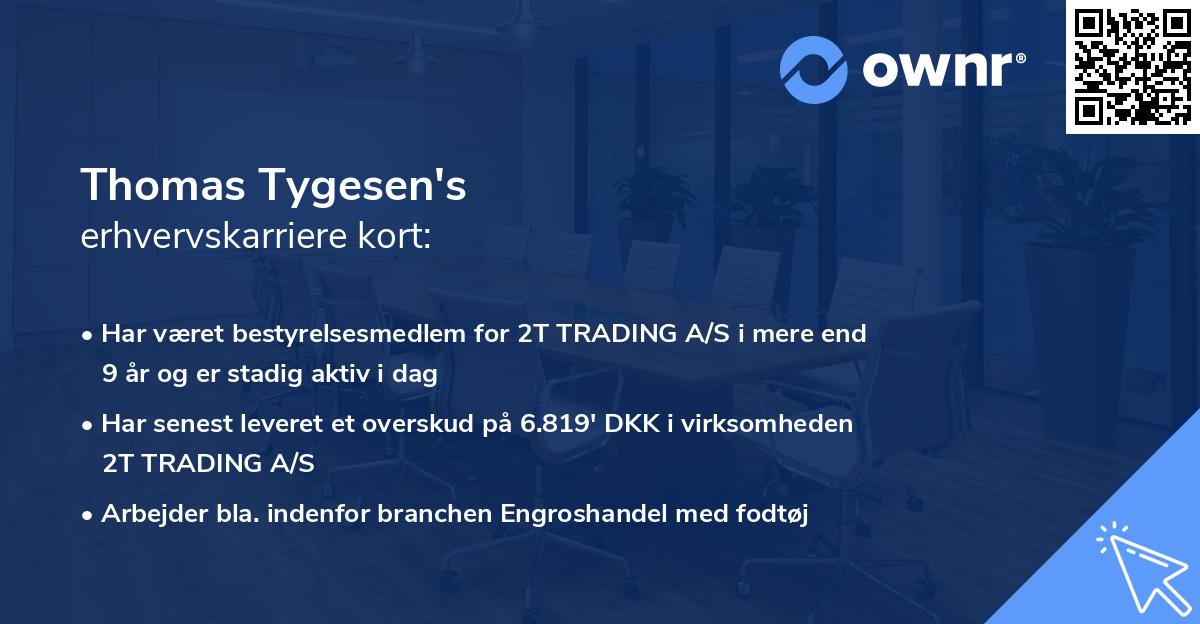 Thomas Tygesen's erhvervskarriere kort