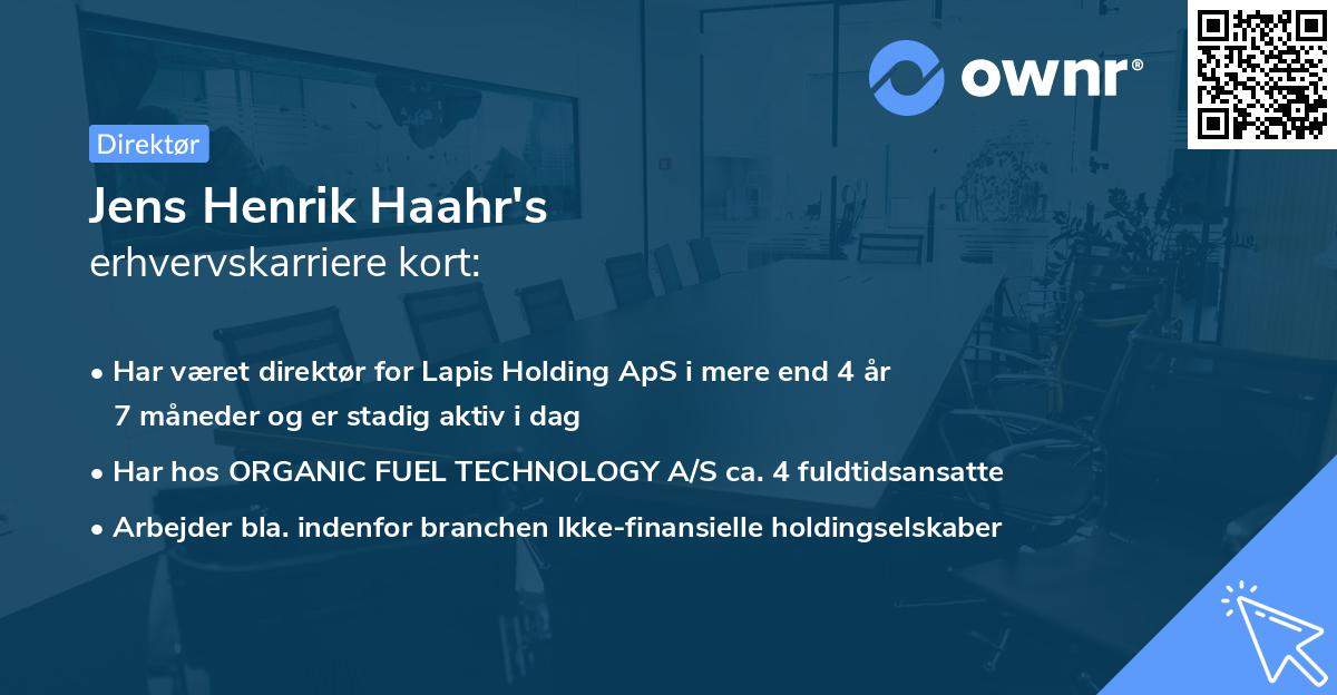Jens Henrik Haahr's erhvervskarriere kort