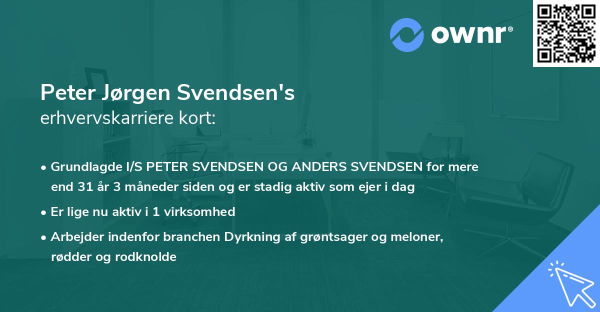 Peter Jørgen Svendsen's erhvervskarriere kort