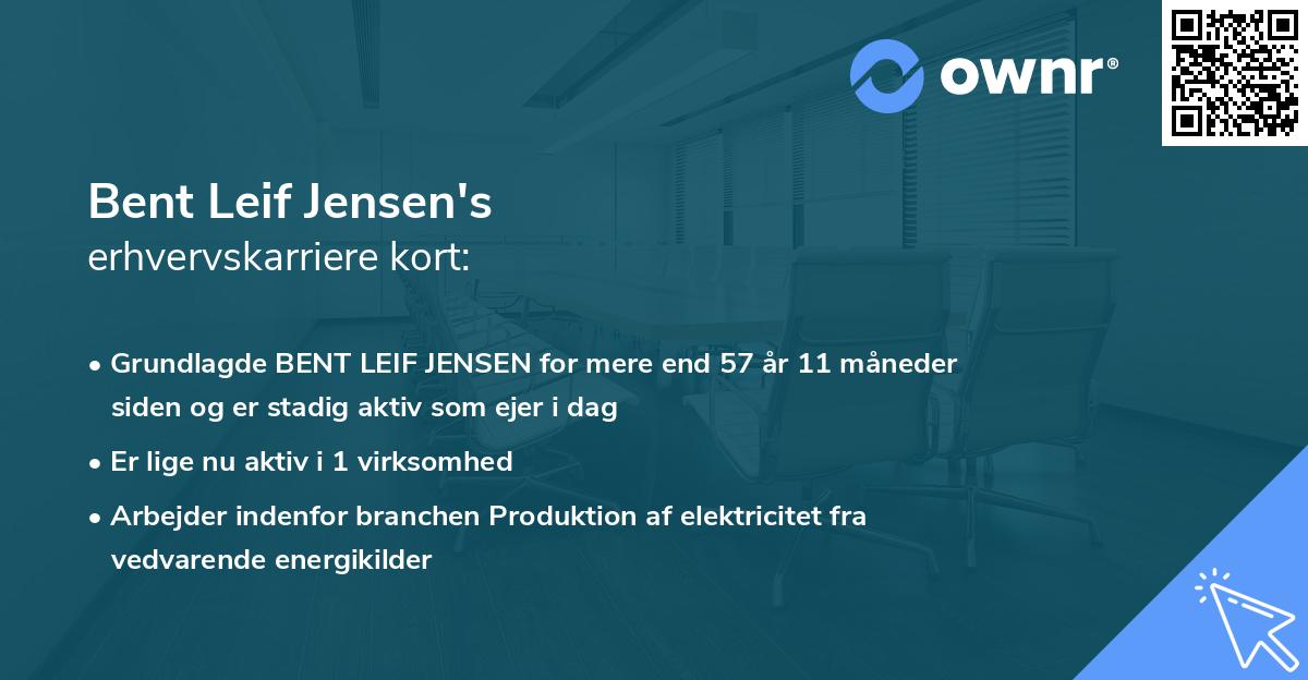 Bent Leif Jensen's erhvervskarriere kort