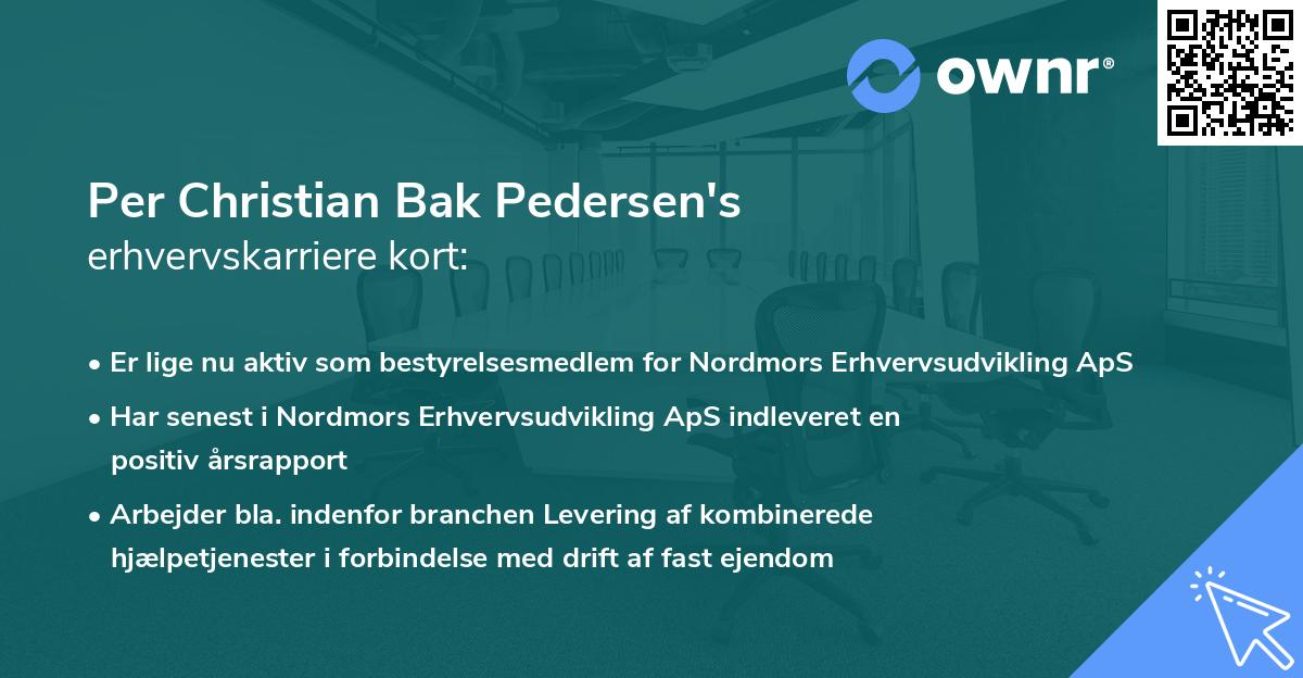 Per Christian Bak Pedersen's erhvervskarriere kort