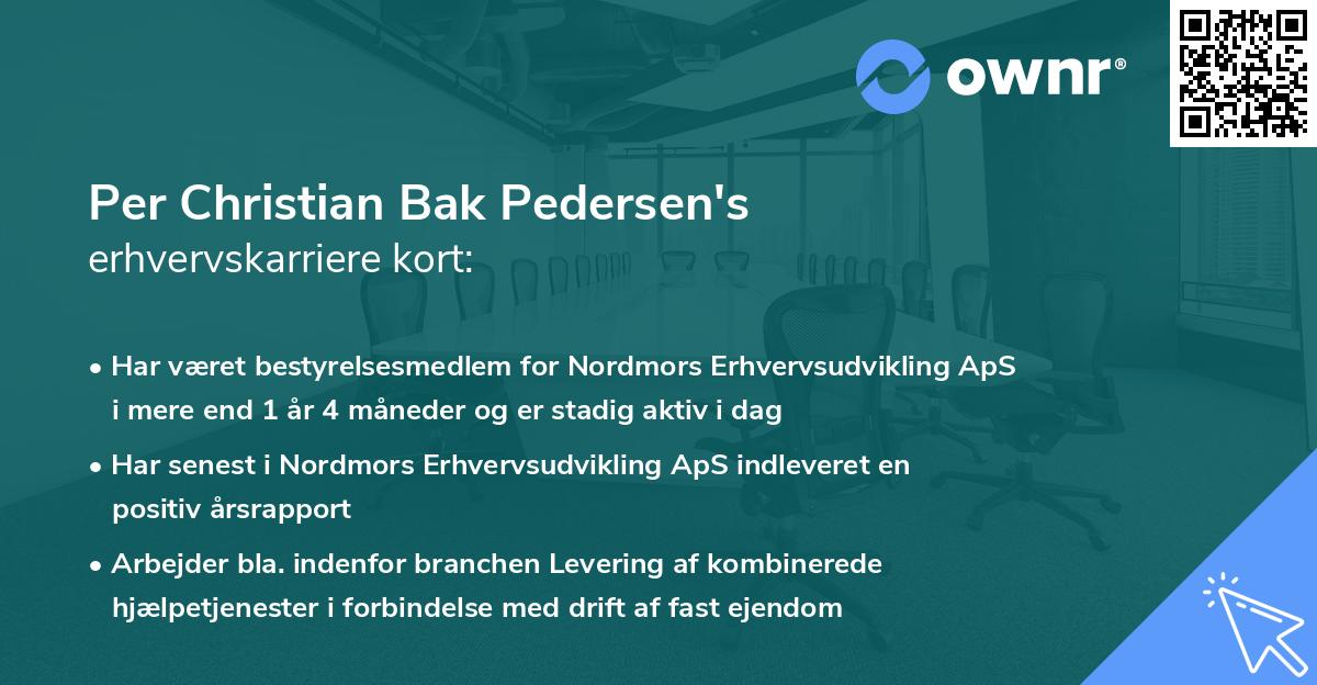 Per Christian Bak Pedersen's erhvervskarriere kort