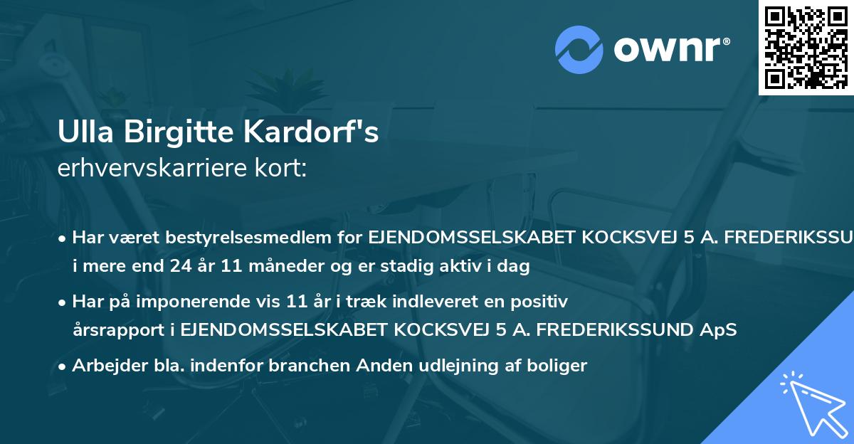 Ulla Birgitte Kardorf's erhvervskarriere kort