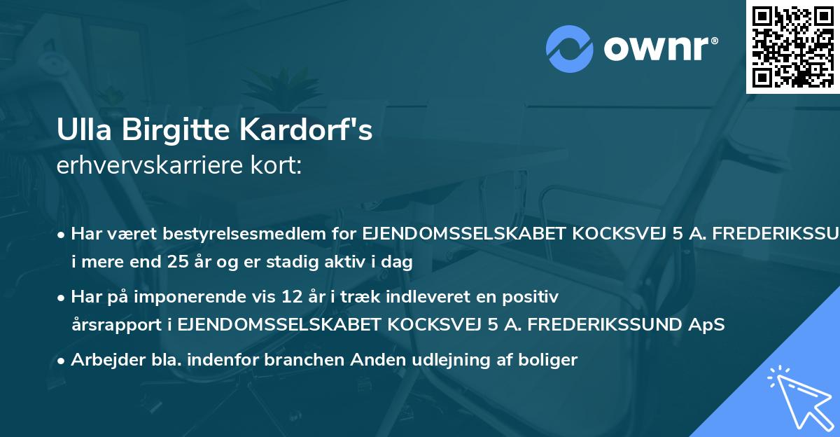 Ulla Birgitte Kardorf's erhvervskarriere kort