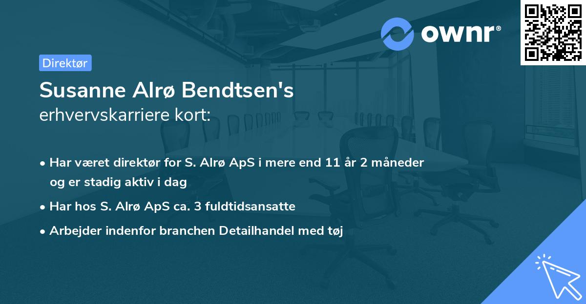 Susanne Alrø Bendtsen's erhvervskarriere kort