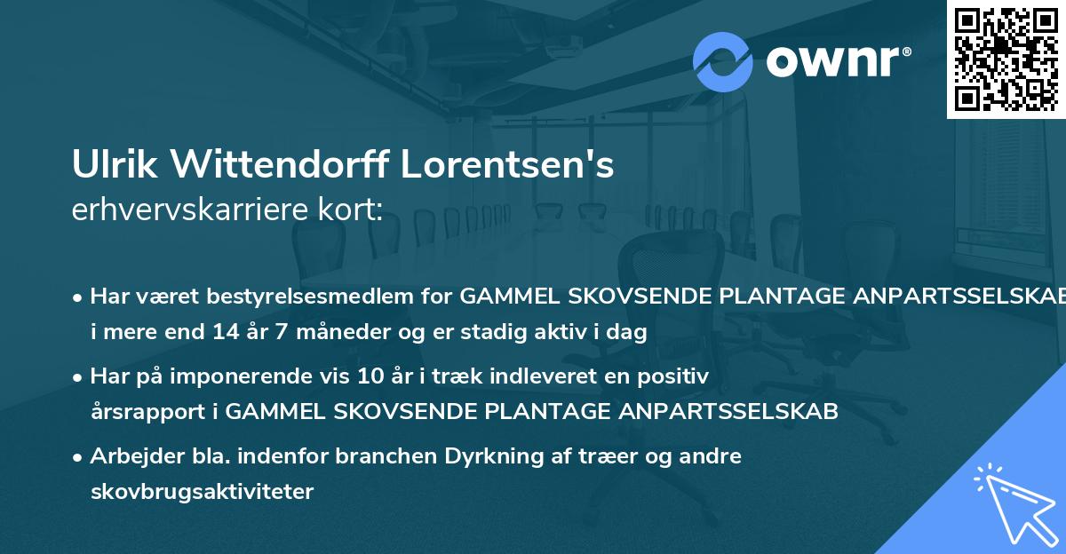 Ulrik Wittendorff Lorentsen's erhvervskarriere kort