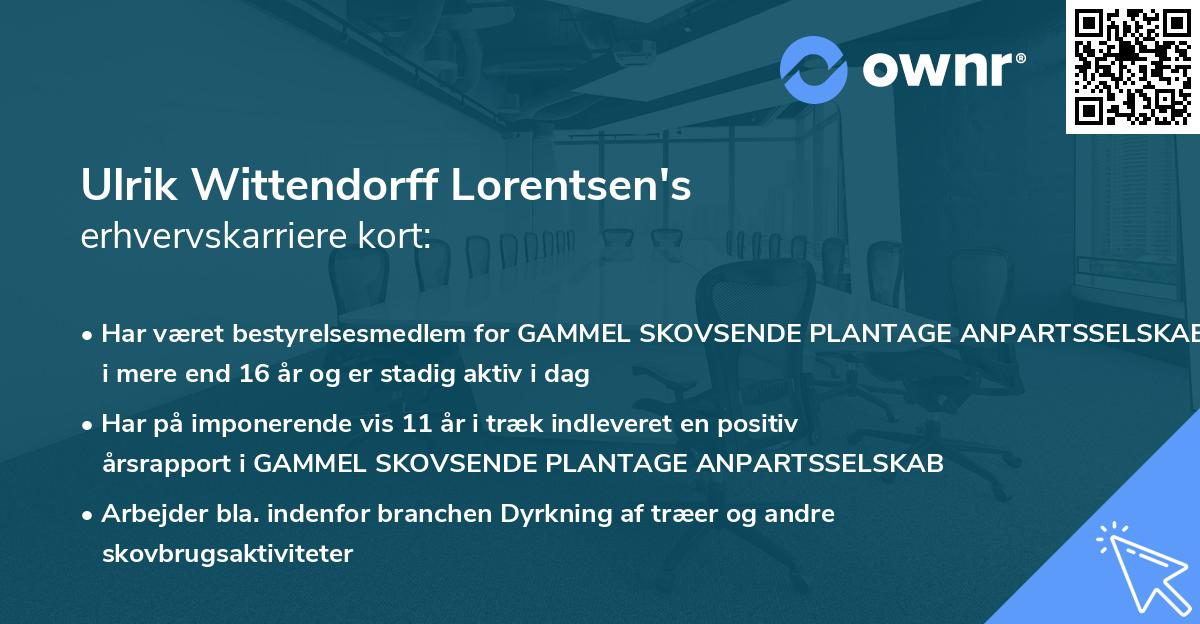 Ulrik Wittendorff Lorentsen's erhvervskarriere kort