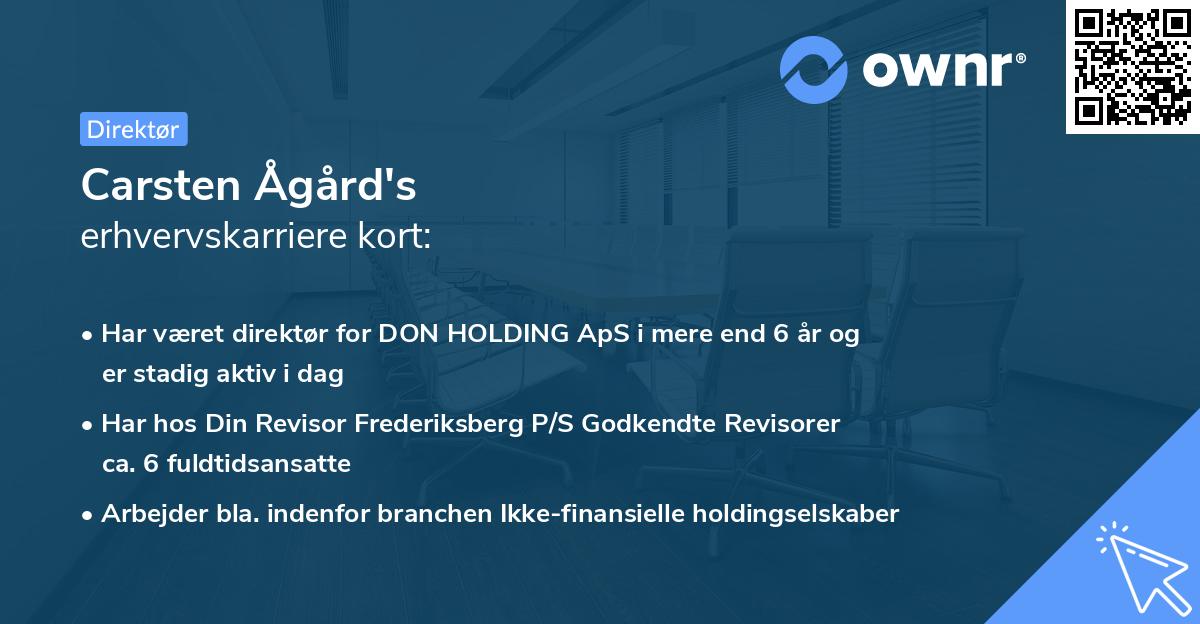 Carsten Ågård's erhvervskarriere kort