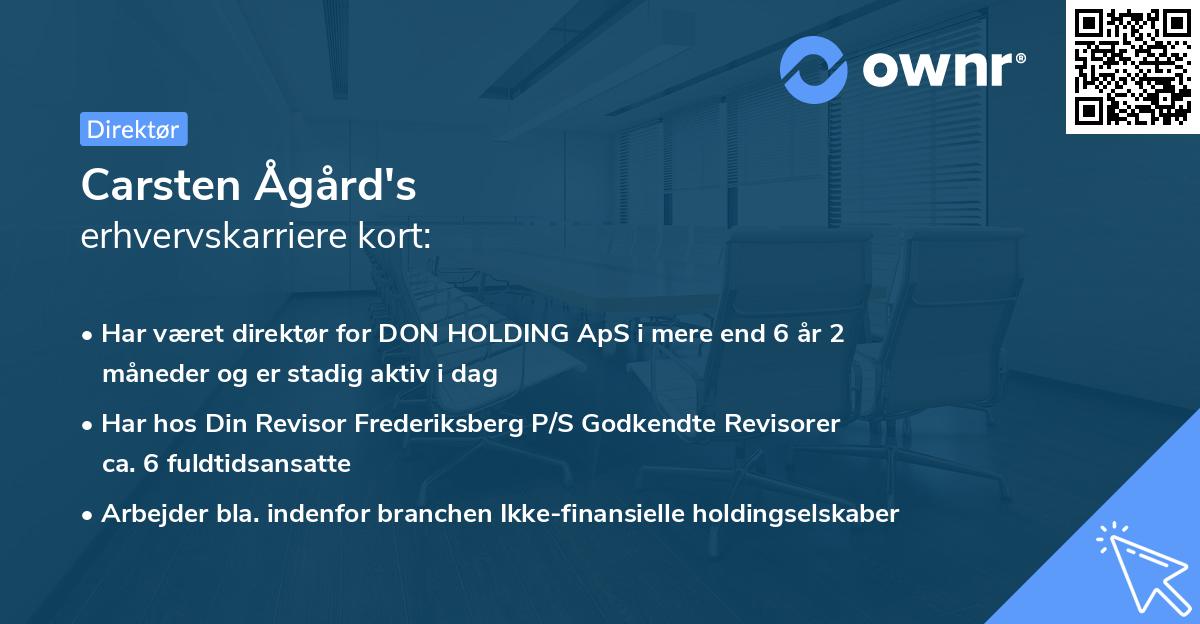 Carsten Ågård's erhvervskarriere kort