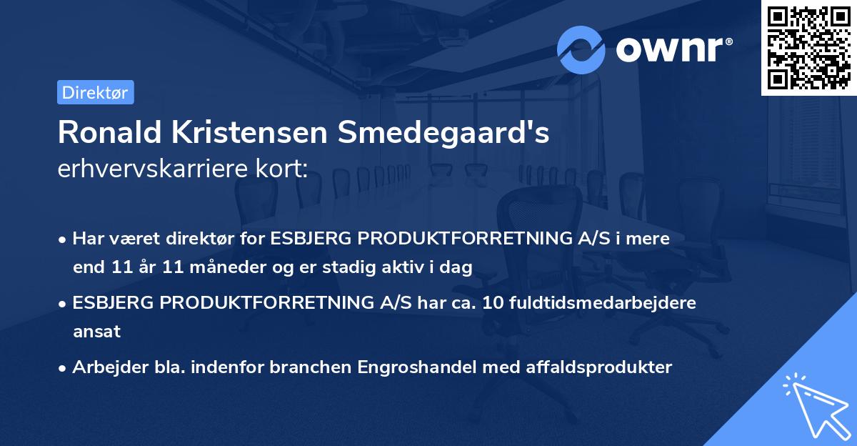 Ronald Kristensen Smedegaard's erhvervskarriere kort