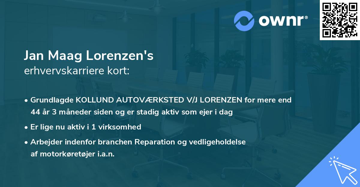 Jan Maag Lorenzen's erhvervskarriere kort