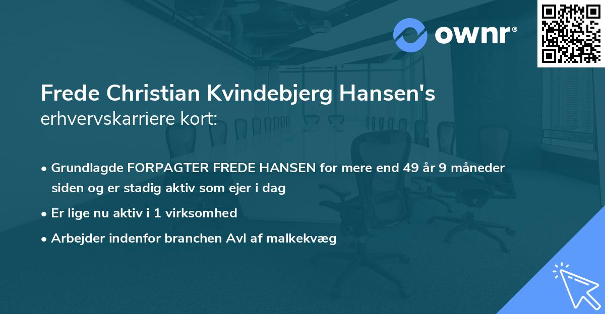 Frede Christian Kvindebjerg Hansen's erhvervskarriere kort