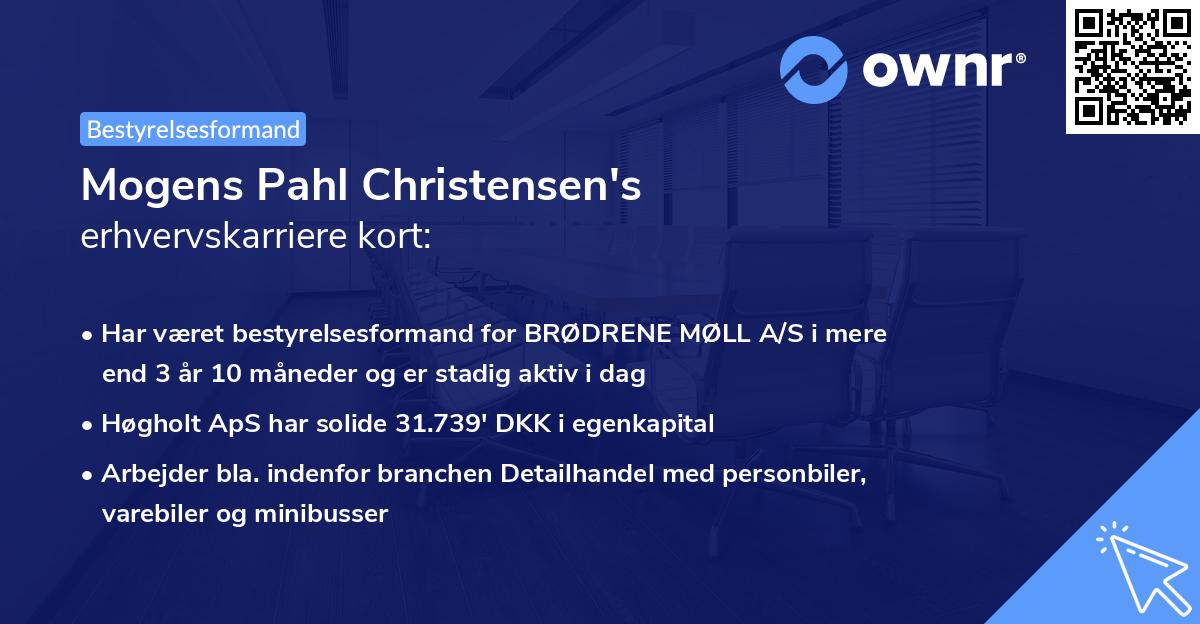 Mogens Pahl Christensen's erhvervskarriere kort