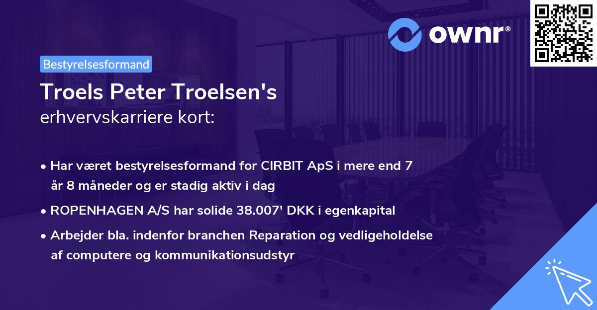 Troels Peter Troelsen's erhvervskarriere kort