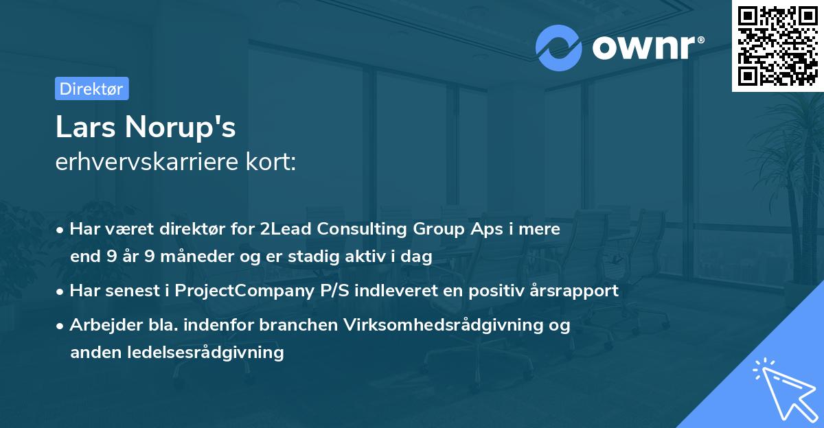 Lars Norup's erhvervskarriere kort