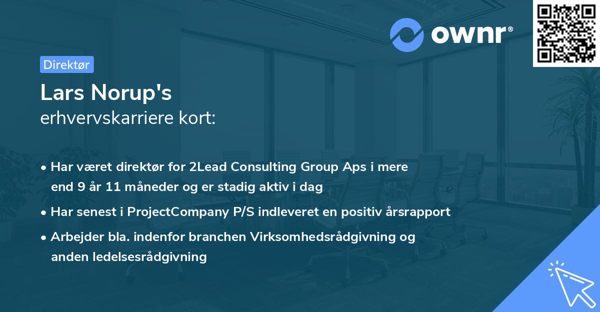 Lars Norup's erhvervskarriere kort